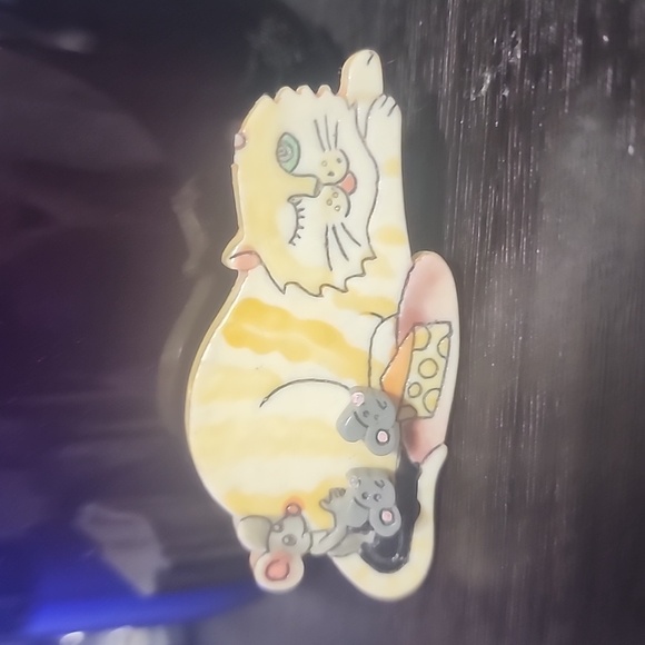 1980s world of meow cat trinket box with earrings and necklace - Picture 3 of 8